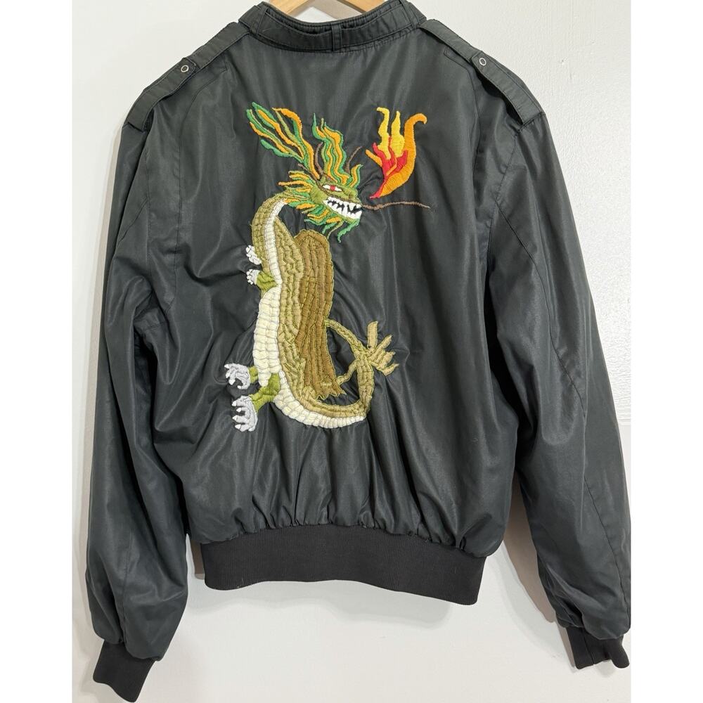 Members Only Bomber EMBROIDERED DRAGON Japanese Style Black Jacket Men’s Size 44